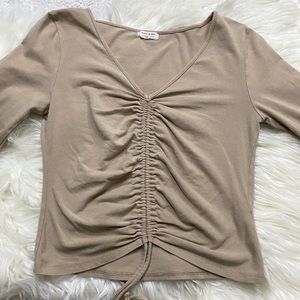 tan cinch up thin long sleeve